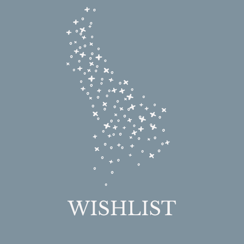 Blue tile with stars and word wishlist